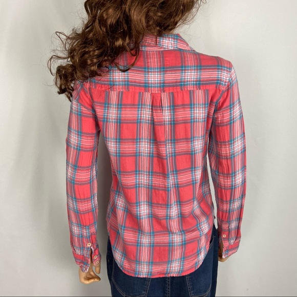 Forever 21 Pink Blue Plaid Button Down Shirt - Picture 3 of 5